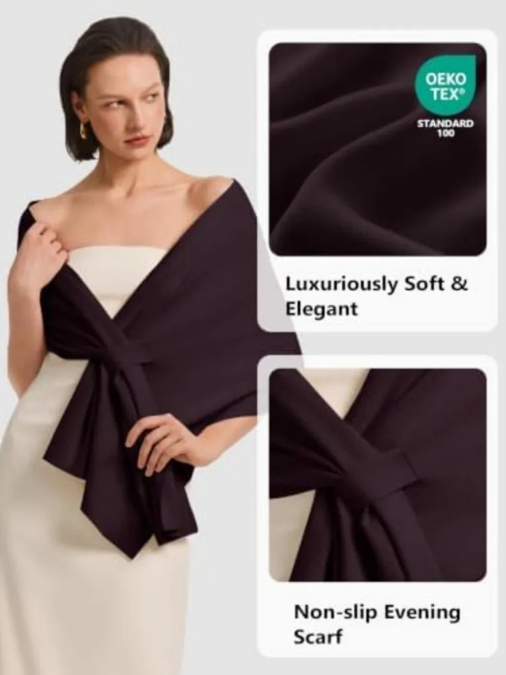 Elegant Pashmina Shawl Wrap for Evening Dress - Versatile Pull Through Scarf